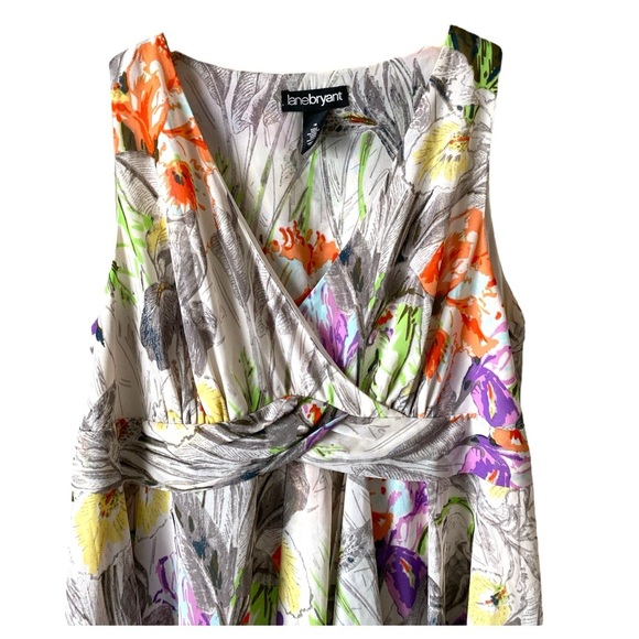 Lane Bryant Women’s Floral Sleeveless Fairy Flowy V-neck Midi Dress Plus Sz 16 - Picture 3 of 7